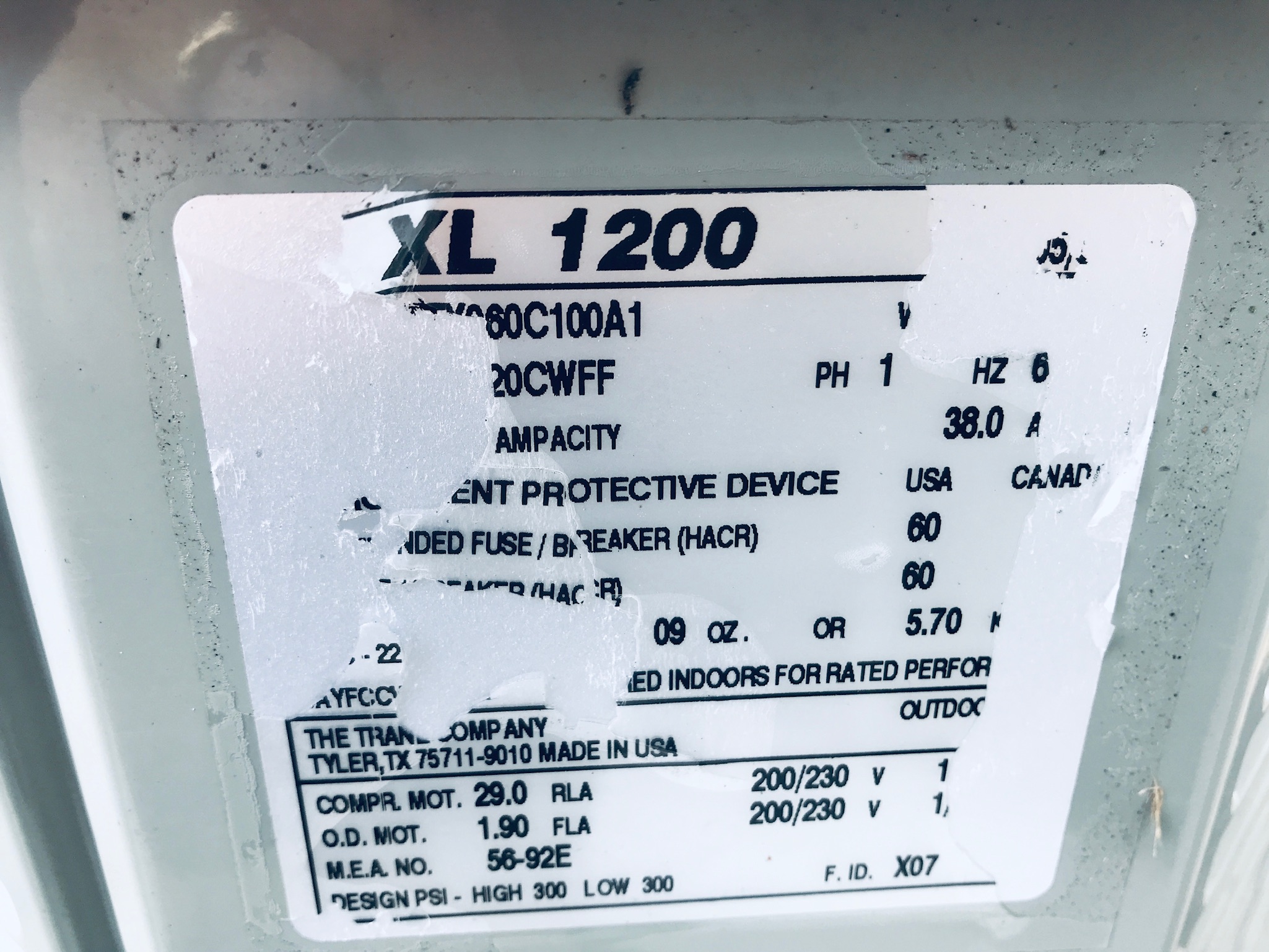 Trane Xl 1200 Specifications www.bidspotter.com