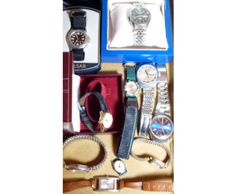 Mixed ladies and gents wristwatches including three boxed examples, including Rotary and Pulsar