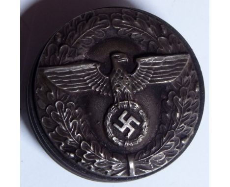 White metal snuff box cast with a nazi eagle