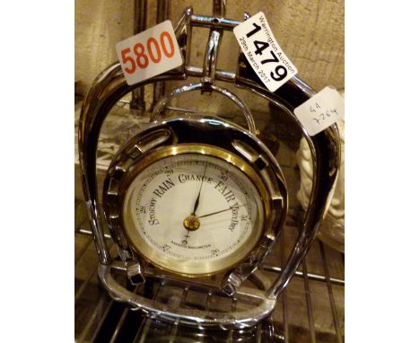 Hanging horseshoe barometer with ceramic face 