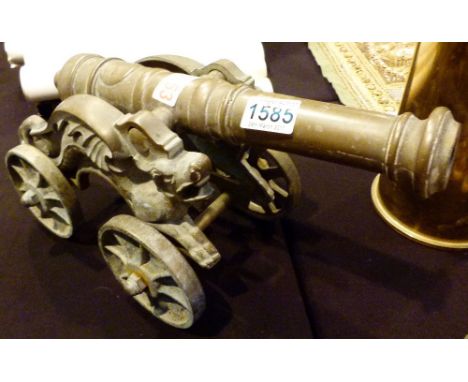 Large brass decorative table cannon