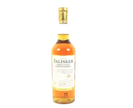 A bottle of Talisker 18 year old single malt Scotch whisky. 45.8% Vol, 70cl