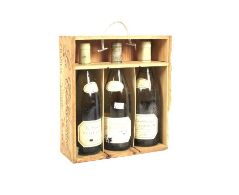 Three vintage bottles of Chablis. Including La Chablisienne Petit Chablis 1991, Chablis 1990 and Chablis Premiere Cru 1989. F