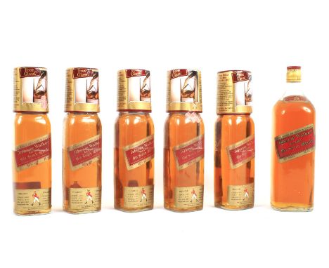 Six bottles of Johnnie Walker whisky. Including five Old Scotch, 40% vol, 75cl, each with glass, and one bottle of Red Label,