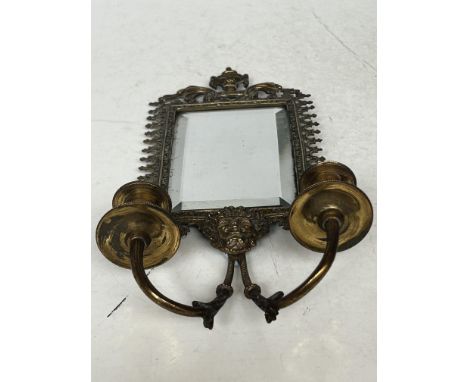 Brass wall candle stick & mirror 