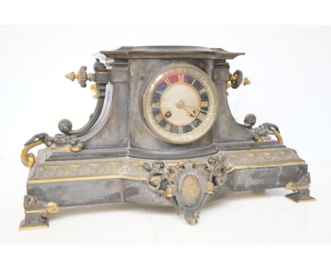 Early Belgium slate mantle clock 