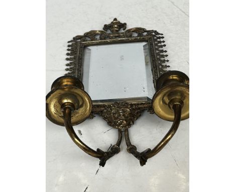 Brass wall candle stick & mirror