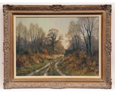 COLIN W BURNS (BORN 1944, BRITISH) Autumn Sunshine   Hainford  oil on canvas, signed lower left 18 x 25ins Footnote: From a s