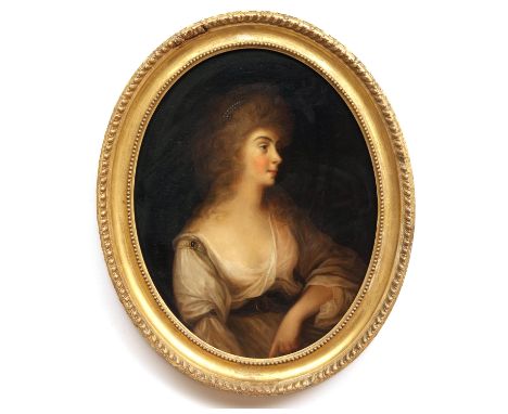 GERMAN SCHOOL (19TH CENTURY) Half Length Portrait of a Lady oil on panel 14 x 11ins, oval 