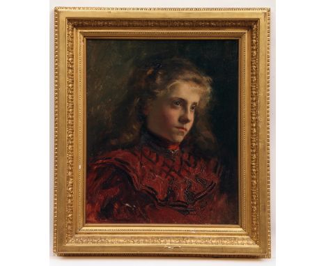 FRENCH SCHOOL (19TH CENTURY) Head and Shoulders Portrait of a Young Girl oil on canvas 17 = x 14ins 