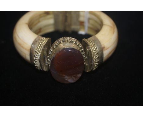 Oriental bone and hard stone bangle