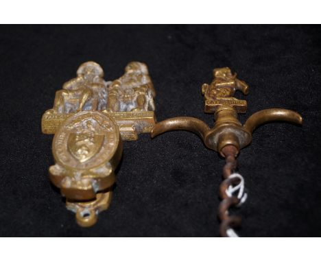 Brass corkscrew and door knocker 