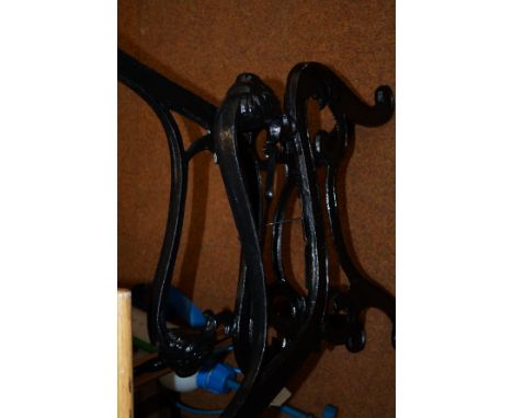 Pair of cast iron lion bench ends