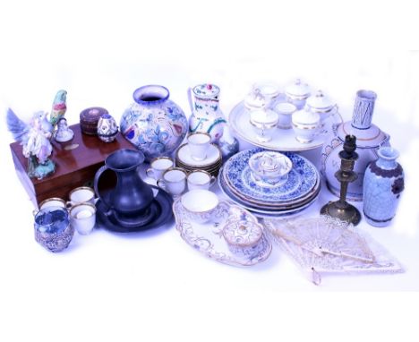 A COLLECTION OF CERAMICS to include a pair of Meissen miniature cups and saucers painted with scrolling foliage and miniature