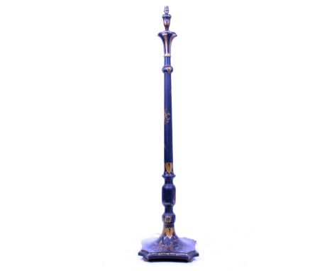 A BLACK LACQUERED STANDARD LAMP  with gilded chinoiserie decoration, 160cm in height  
