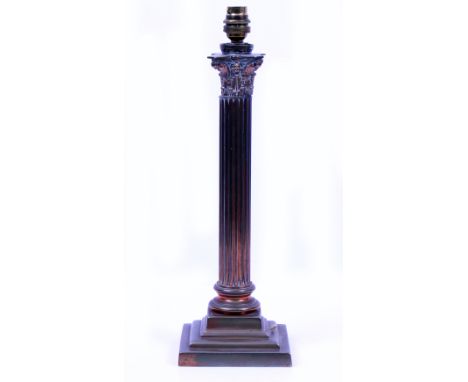 A J. HINKS &amp; SON CORINTHIAN COLUMN CONVERTED TABLE LAMP with makers mark and impressed serial mark 1781 to the base 40cm 