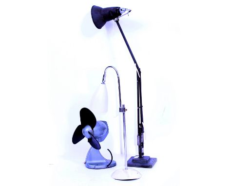 A HERBERT TERRY ANGLEPOISE LAMP further table lamp and a table top fan