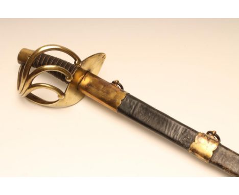 A FRENCH AN XI HEAVY CAVALRY SWORD, with 37 3/4" bi-fullered blade inscribed "Klingenthal Juin 1812", Versailles stamped bras