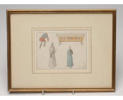 RICHARD PARKES BONNINGTON (1802-1828), Study of a French Medieval Manuscript, watercolour and pencil, unsigned, ex. R.W. Refo