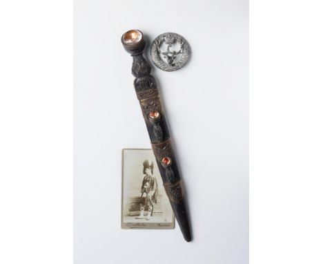 A SEAFORTH HIGHLANDERS' DIRK by R & H. B. Kirkwood, Edinburgh, c.1900, typical hilt carved with a feather bonnet and crossed 