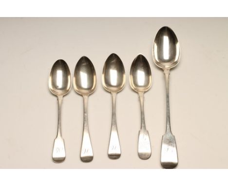 A WILLIAM IV SILVER BASTING SPOON, maker's mark WE, London 1834, in fiddle pattern, engraved "S", 12 1/4" long, together with