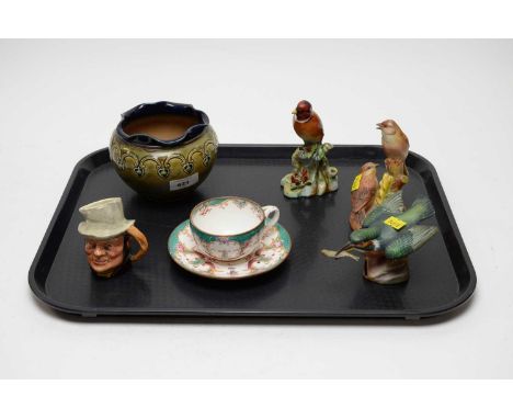 A selection of decorative ceramics, including: Royal Doulton stoneware planter, impressed marks to underside, no. 7189, 13cms