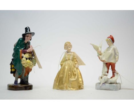 A Royal Worcester figure of ‘Grandmother’s Dress’, by F.G. Doughty, 16.5cms high; together with a Royal Worcester months of t