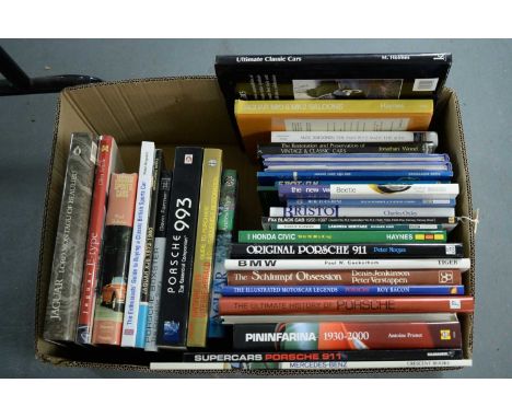 A selection of hardback and other books, primarily relating to cars, titles including: Original Porsche 911, by Peter Morgan;