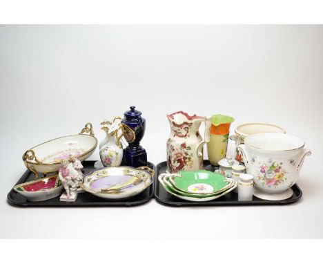 A selection of decorative ceramics, including: graduated set of Coalport twin-handled dishes; Mason’s ‘Mandalay Red’ jug; Myo