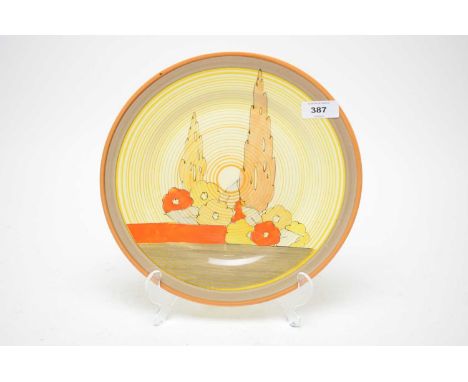 A Clarice Cliff Newport Pottery 'Capri' circular plate, 26cms diameter.
