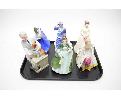A collection of six vintage 20th Century Royal Doulton ceramic figurines, comprising: Premiere HN2343, Happy Birthday- HN3095