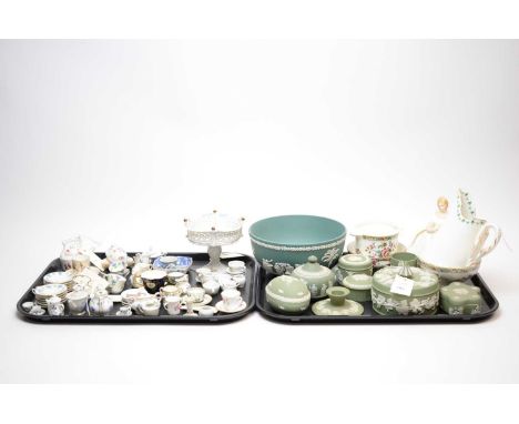 A selection of miniature tea wares, by makers including Coalport, Royal Crown Derby, and others; together with other ceramic 