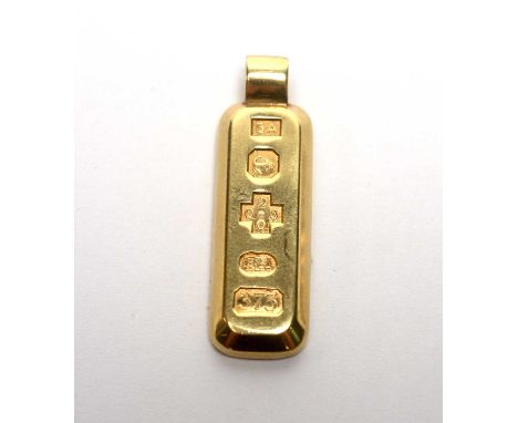 A 9ct yellow gold ingot pendant, dated 2000, 16.8g.Note: No chain present. 