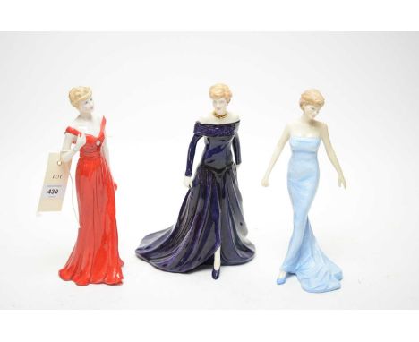 A Royal Doulton figure of ‘Diana, Princess of Wales’, commemorating the life of Princess Diana; together with another Royal D