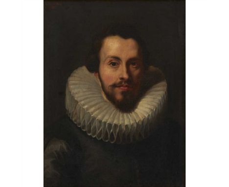 19TH CENTURY CONTINENTAL SCHOOL PORTRAIT OF MAN IN A RUFF Signed 'F Fleischer' and dated 1881, oil on canvas (Dimensions: 54.