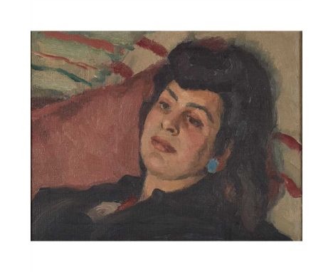 § CLIFFORD HALL R.B.A., R.O.I. (BRITISH 1904-1973) PORTRAIT OF HANNAH Inscribed verso, oil on canvas (Dimensions: 28cm x 36.5