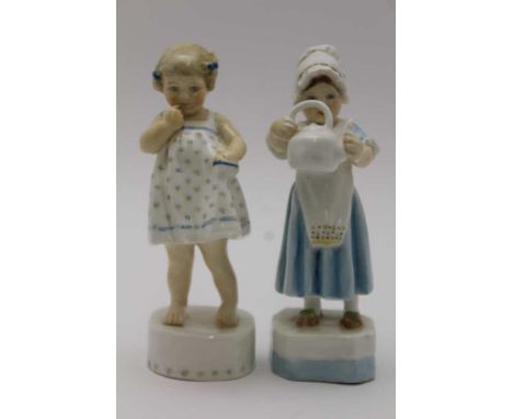TWO ROYAL WORCESTER BONE CHINA FIGURINES, 'Only Me' No. 3226, 15cm high, and a girl with a kettle, No.3303, 15cm high (2)Cond