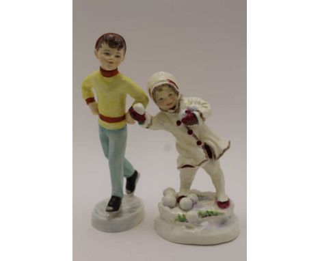 TWO ROYAL WORCESTER BONE CHINA FIGURES, 'December' No. 3458, modelled by F.G. Doughty, 16.5cm high, and 'Tuesday's Child is f