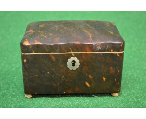 Tortoiseshell single compartment tea caddy - 4.5" wide