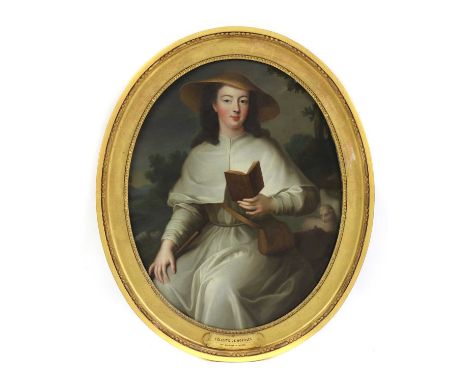 Follower of Pierre Gobert Portrait of a lady, said to be Félicité de Noailles, Duchesse d'Estrées, three-quarter length seate
