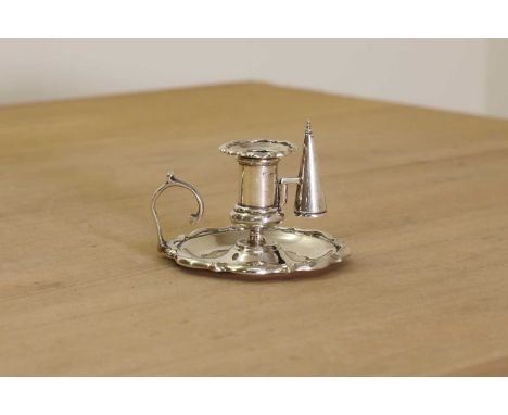A pair of Victorian miniature silver candlesticks,by Henry Wilkinson & Co., Sheffield 1844, in 18th century style, with detac