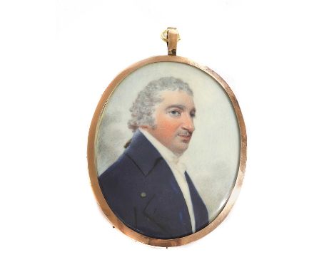 John Downman RA (1750-1824)Portrait of Philip Jackson of Rainton Hall, County Durham, c.1790miniature on ivory, in a gold fra