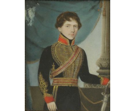 Raja Jivan Ram (Indian, early 19th century)Portrait of an Officer in the Bengal Horse Artillerywatercolour 14 x 9.5cm, in a g