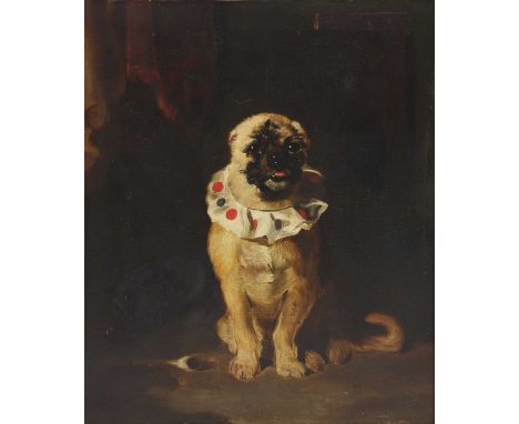 English School, late 19th centuryPortrait of a terrier wearing a spotted ruffoil on canvas61.5 x 50.5cmCondition report: The 