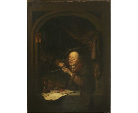 After Gerrit Dou'The Old School Master' oil on canvas32 x 25cmCondition report: The painting is executed in oil on a canvas s