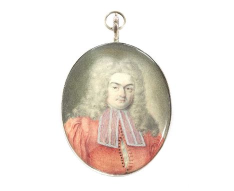 Andreas Mussard (Swiss, fl.1724-1765)Portrait of a judge in red robes and full-bodied curled wigwith photocopy inscription 'A