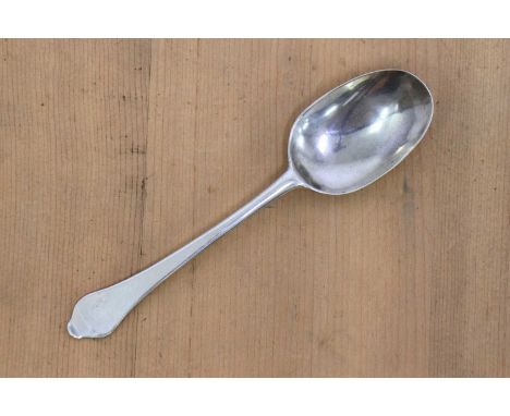 A Queen Anne Scottish silver dog nose table or soup spoon,by Alexander Kincaid, Edinburgh 1711, Assay Master E Penson,with a 