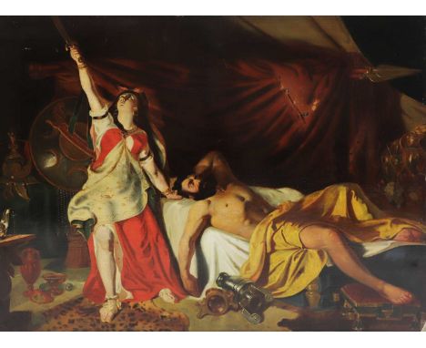After William Etty  Judith and Holofernes  traces of a signature on torn label verso, with the artist's address '15 Fassett S