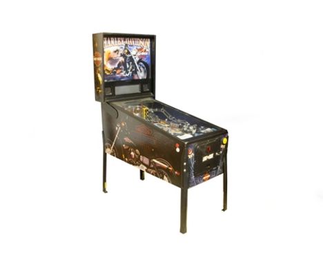 A "Sega" Harley-Davidson pinball machine, raised on angle iron supports, 56cm wide illustrated 