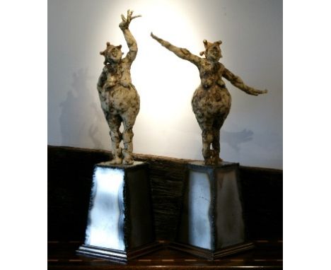 Daniel Allen A pair of 'Dancing Clowns', ceramic and sheet metal (2), 60cm high illustrated 